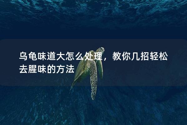 乌龟味道大怎么处理，教你几招轻松去腥味的方法