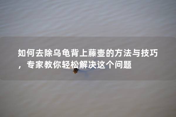 如何去除乌龟背上藤壶的方法与技巧，专家教你轻松解决这个问题